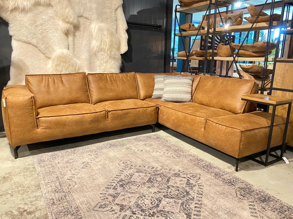 bruin leren hoekbank