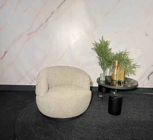 Woolly draaifauteuil bouclé naturel gemeleerd