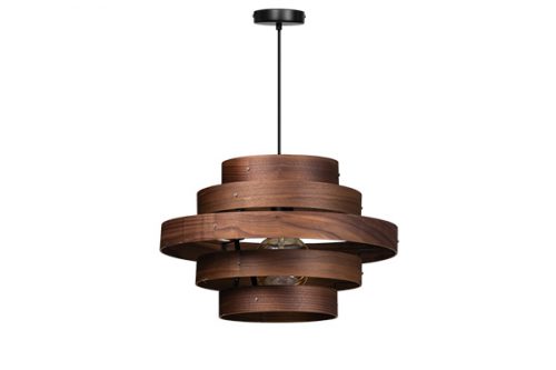 Walnut hanglamp 5 rings