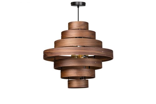 Walnut hanglamp 7 rings