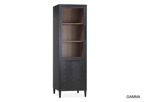 Gamma vitrinekast 1 dr glas/1 dr