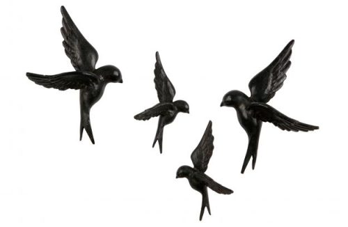 Vogels, metaal set v 4