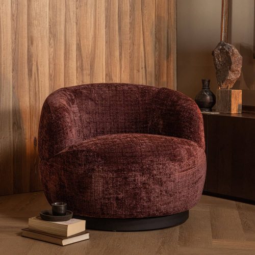 Woolly draaifauteuil chenille aubergine - Afbeelding 4