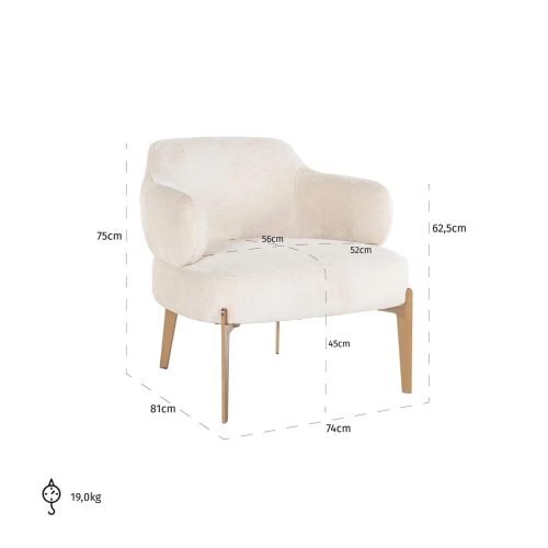 Fauteuil Venus white chenille - Afbeelding 3
