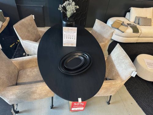 Eiken tafel 180x100cm, zwart *SHOWMODEL* - Afbeelding 2
