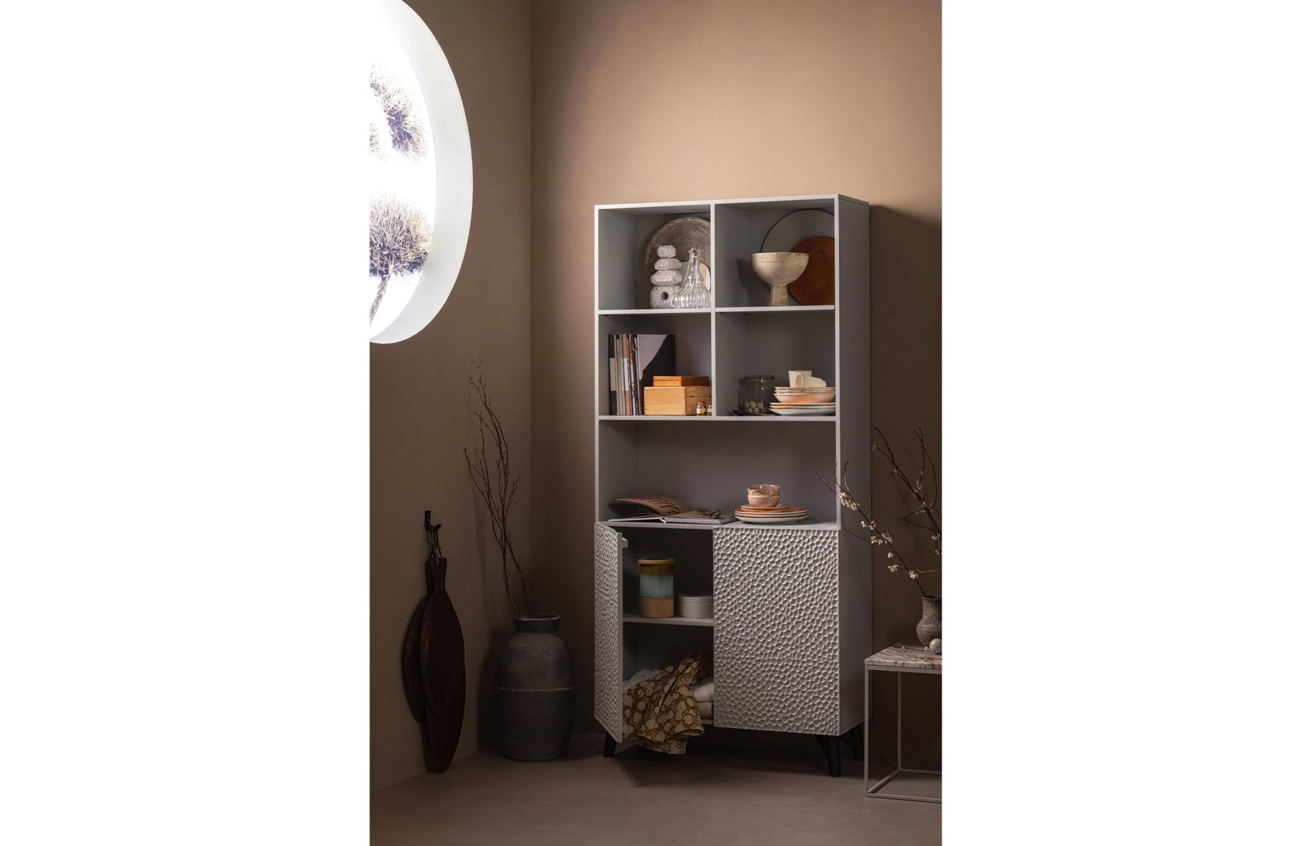 Carved opbergkast mangohout Mist - Afbeelding 2